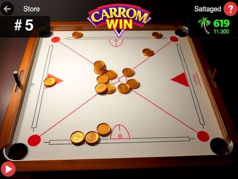 Carrom Epic Win Realistic Gameplay Carrom Epic Win gameplay showing striker and coins on the board